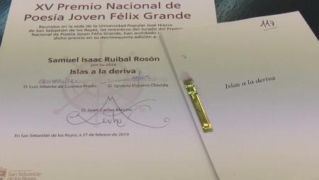Imagen Samuel I. Ruibal gana el XV Premio Nacional de Poesía Joven Félix Grande