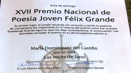 Imagen María Domínguez gana el XVII Premio Nacional de Poesía Joven Félix Grande